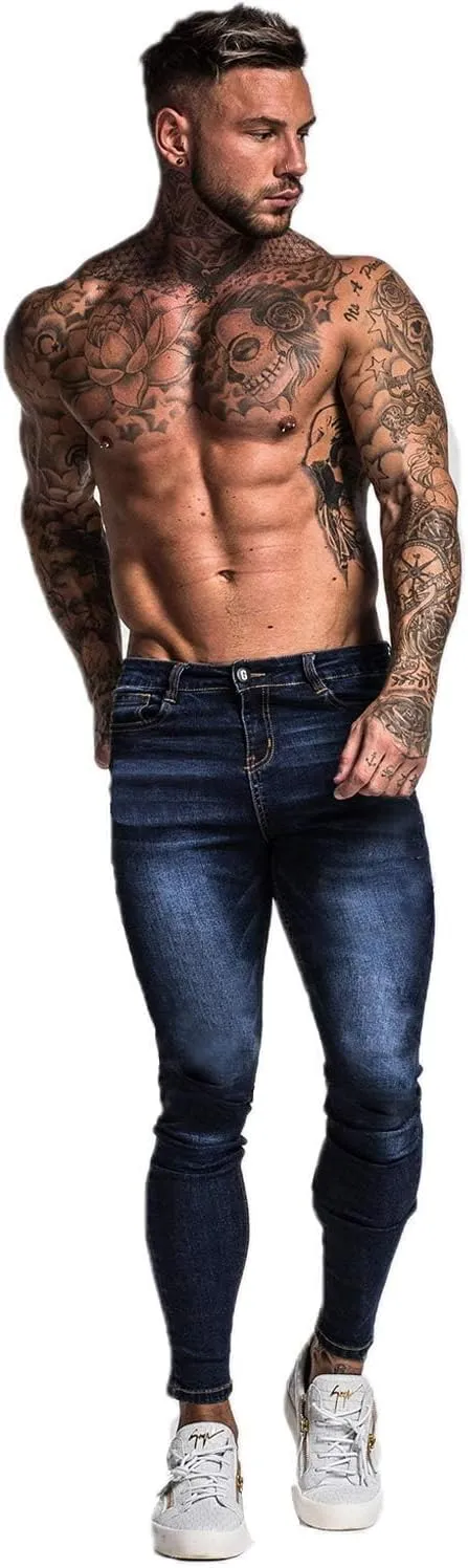 GINGTTO Men's Skinny Jeans Stretch Ripped Tapered Leg