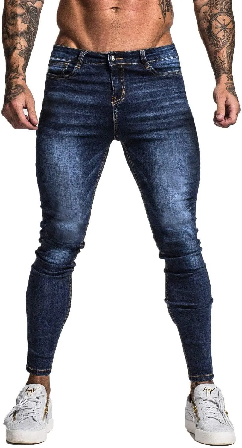 GINGTTO Men's Skinny Jeans Stretch Ripped Tapered Leg