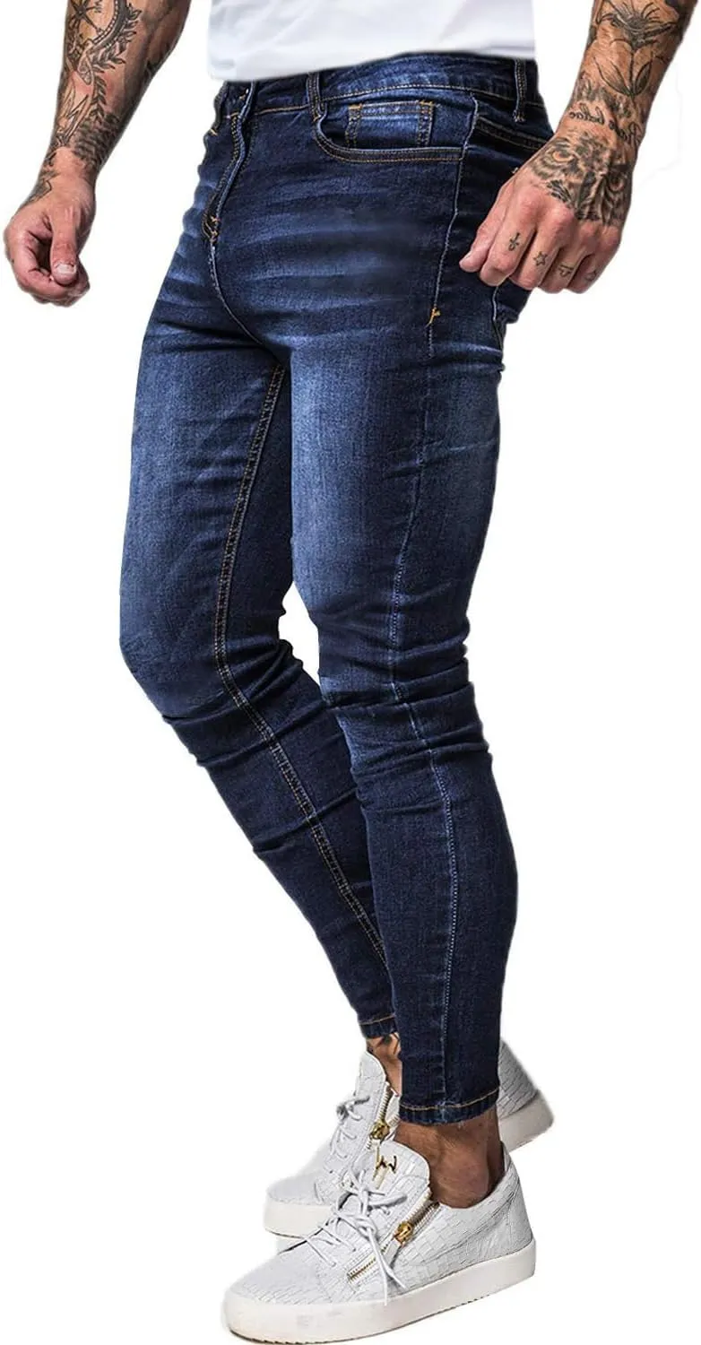 GINGTTO Men's Skinny Jeans Stretch Ripped Tapered Leg