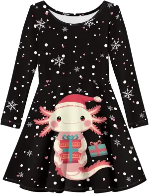 Girl Clothes Novelty Skater Dress for Kids 3-16 Years Toddler Girl Long Sleeve Dress Little Girls Fall Dresses