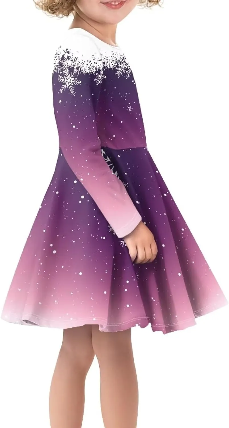 Girl Clothes Novelty Skater Dress for Kids 3-16 Years Toddler Girl Long Sleeve Dress Little Girls Fall Dresses