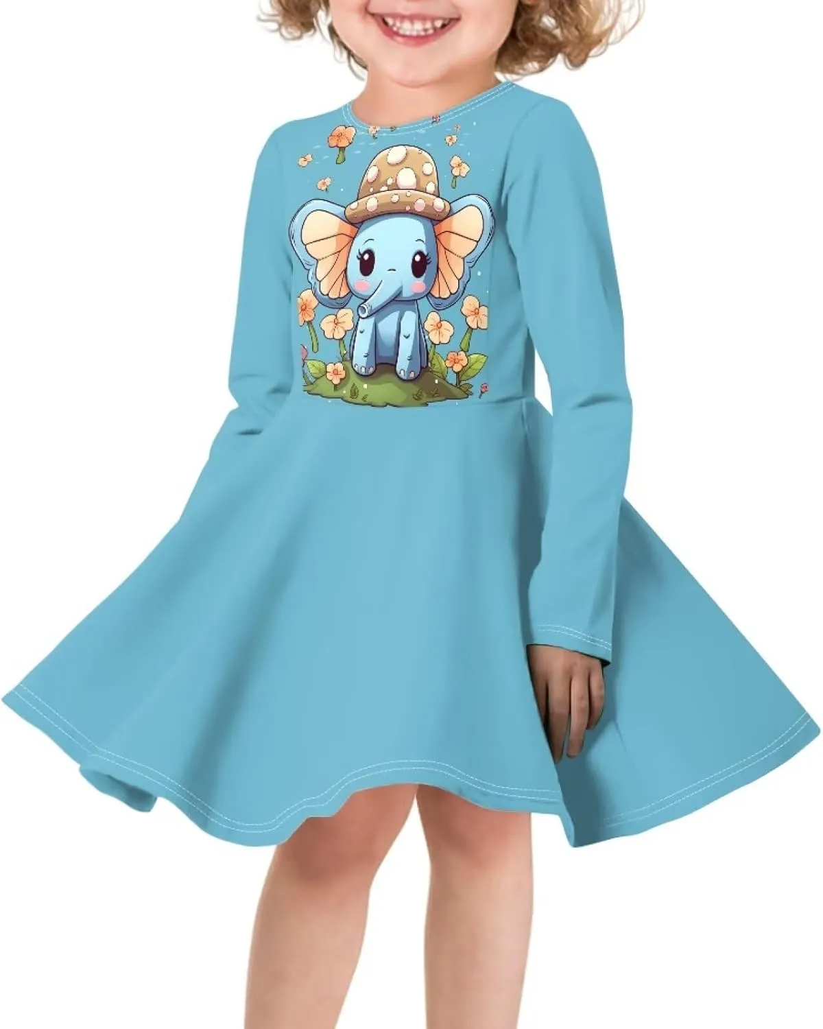 Girl Clothes Novelty Skater Dress for Kids 3-16 Years Toddler Girl Long Sleeve Dress Little Girls Fall Dresses