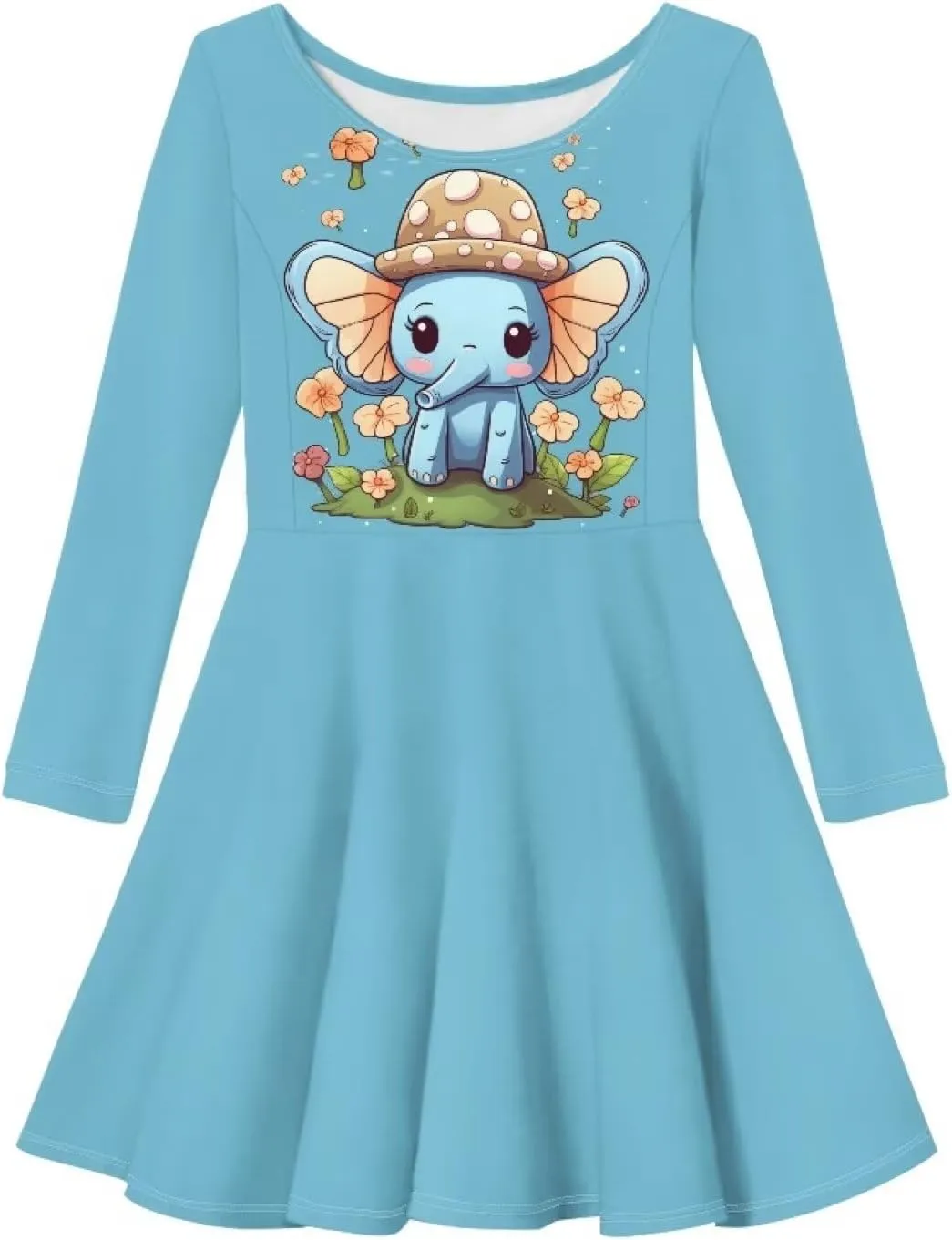 Girl Clothes Novelty Skater Dress for Kids 3-16 Years Toddler Girl Long Sleeve Dress Little Girls Fall Dresses