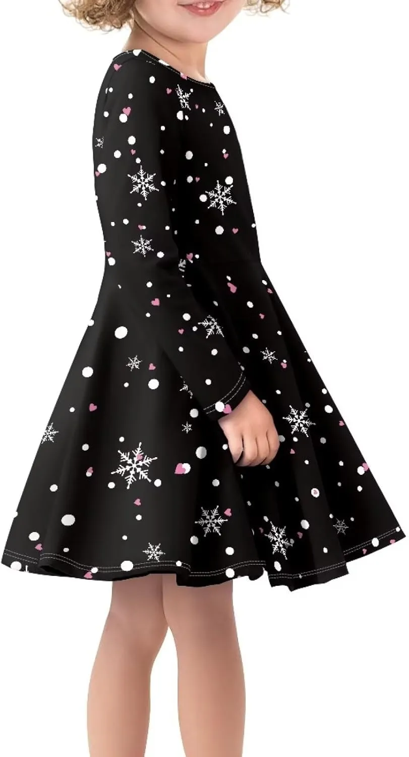 Girl Clothes Novelty Skater Dress for Kids 3-16 Years Toddler Girl Long Sleeve Dress Little Girls Fall Dresses