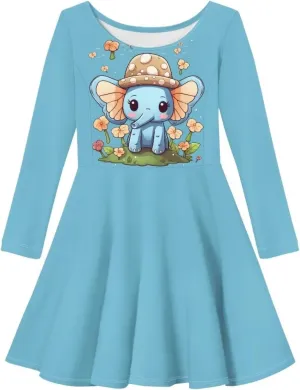 Girl Clothes Novelty Skater Dress for Kids 3-16 Years Toddler Girl Long Sleeve Dress Little Girls Fall Dresses
