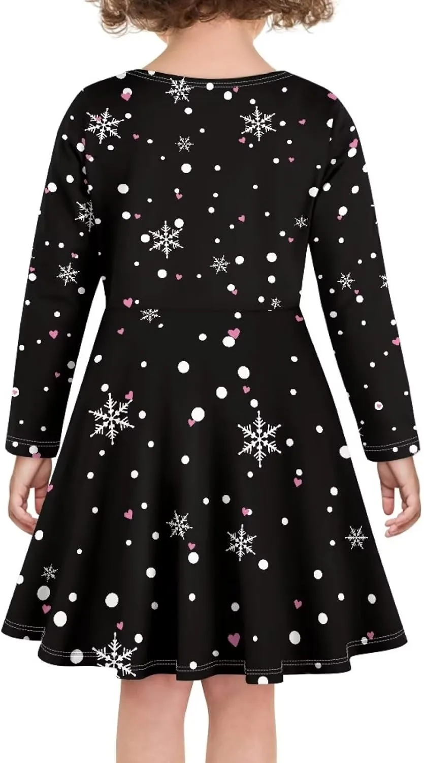Girl Clothes Novelty Skater Dress for Kids 3-16 Years Toddler Girl Long Sleeve Dress Little Girls Fall Dresses