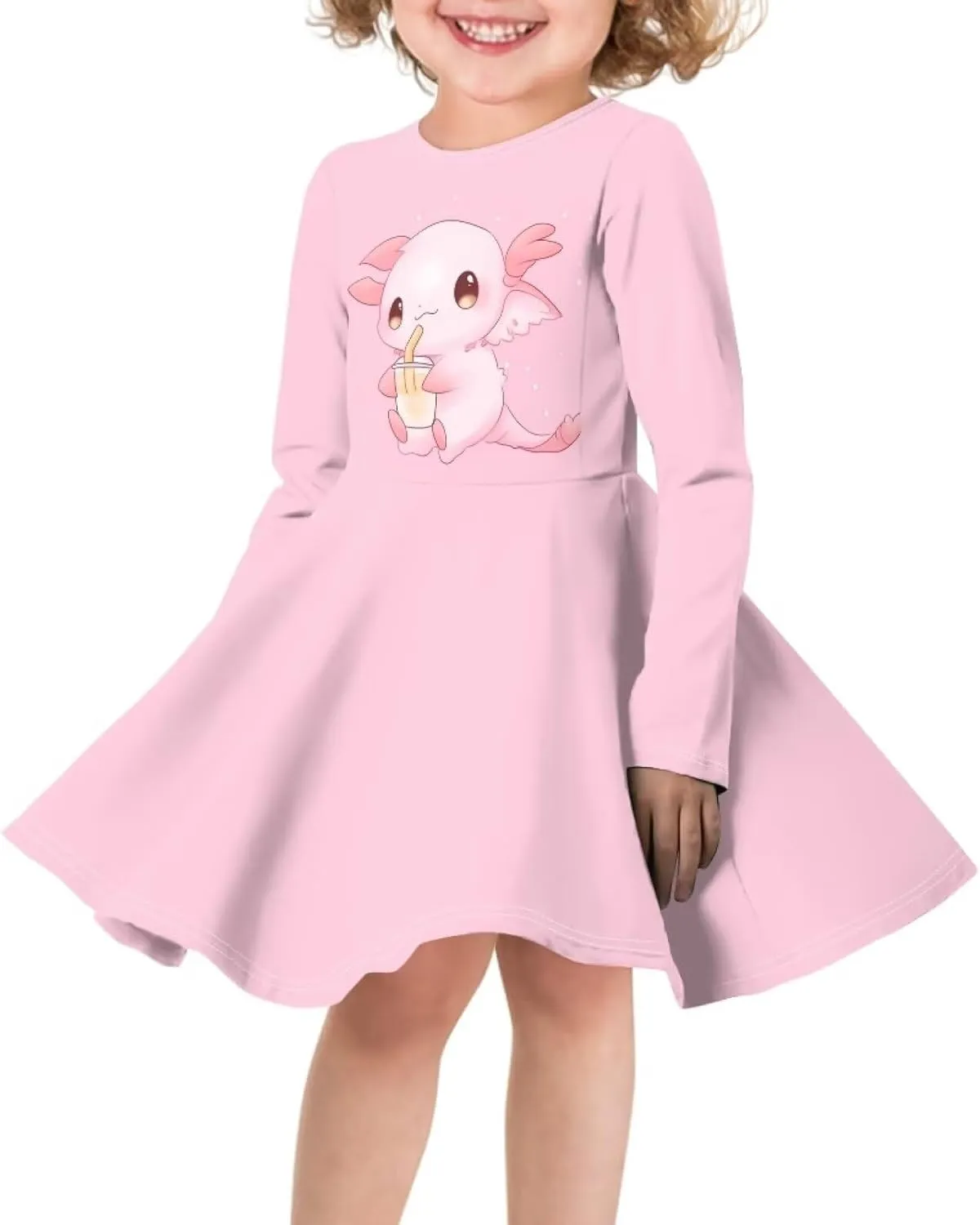 Girl Clothes Novelty Skater Dress for Kids 3-16 Years Toddler Girl Long Sleeve Dress Little Girls Fall Dresses