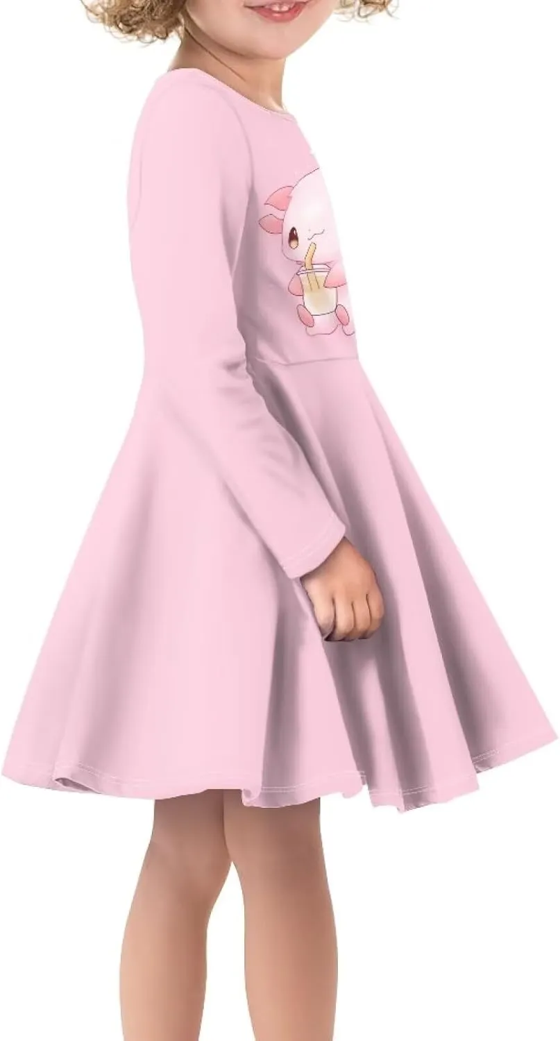 Girl Clothes Novelty Skater Dress for Kids 3-16 Years Toddler Girl Long Sleeve Dress Little Girls Fall Dresses