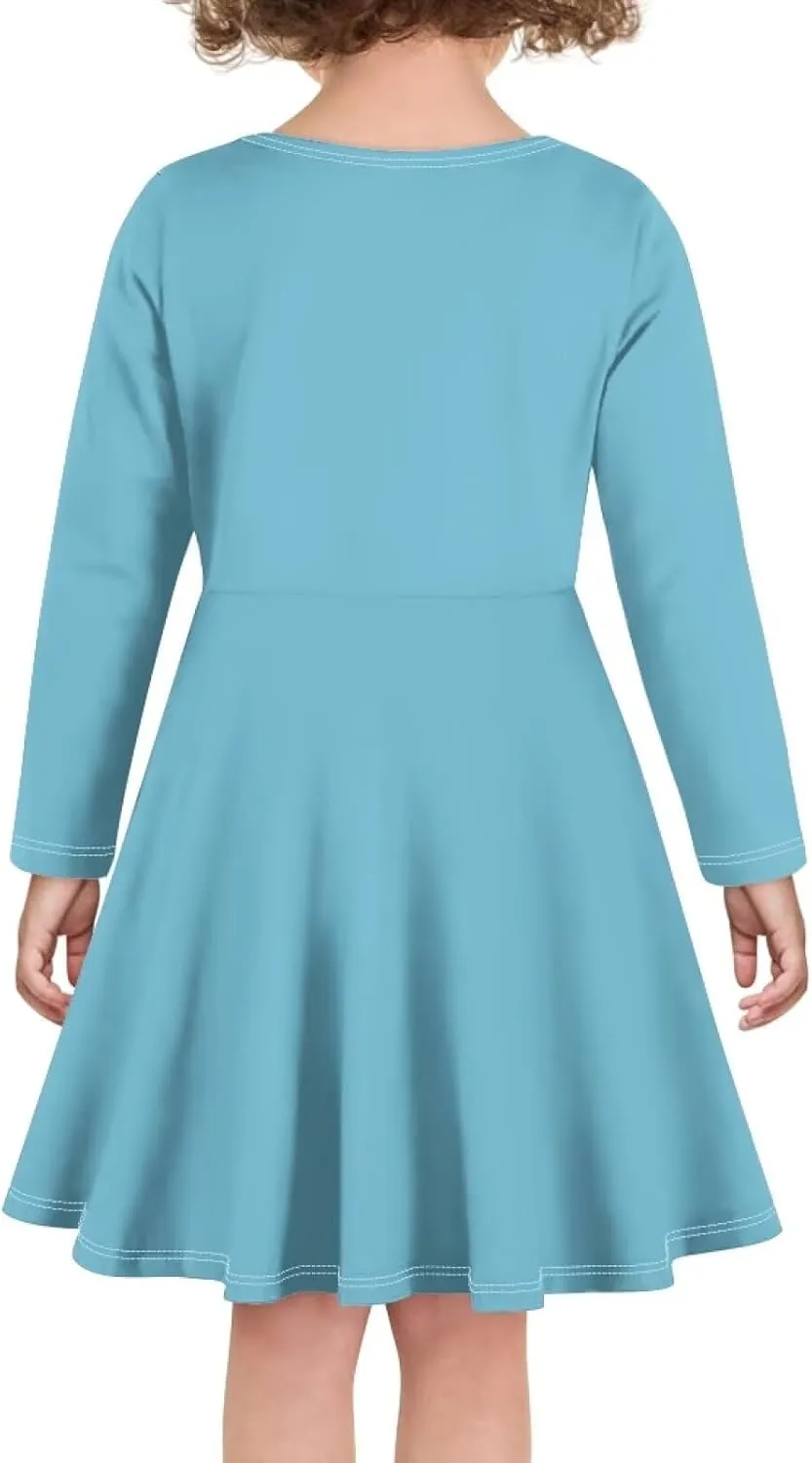 Girl Clothes Novelty Skater Dress for Kids 3-16 Years Toddler Girl Long Sleeve Dress Little Girls Fall Dresses