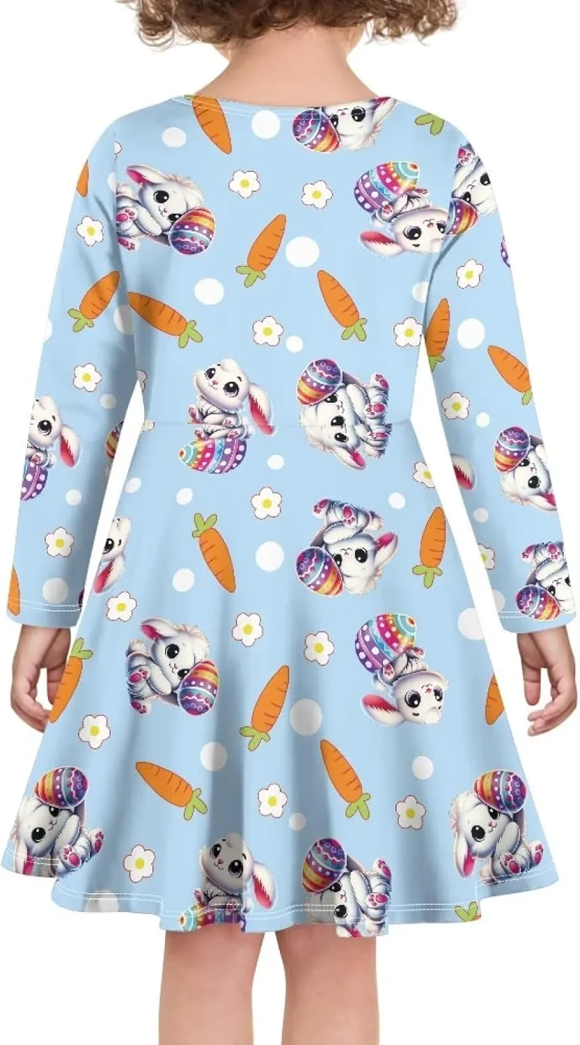 Girl Clothes Novelty Skater Dress for Kids 3-16 Years Toddler Girl Long Sleeve Dress Little Girls Fall Dresses
