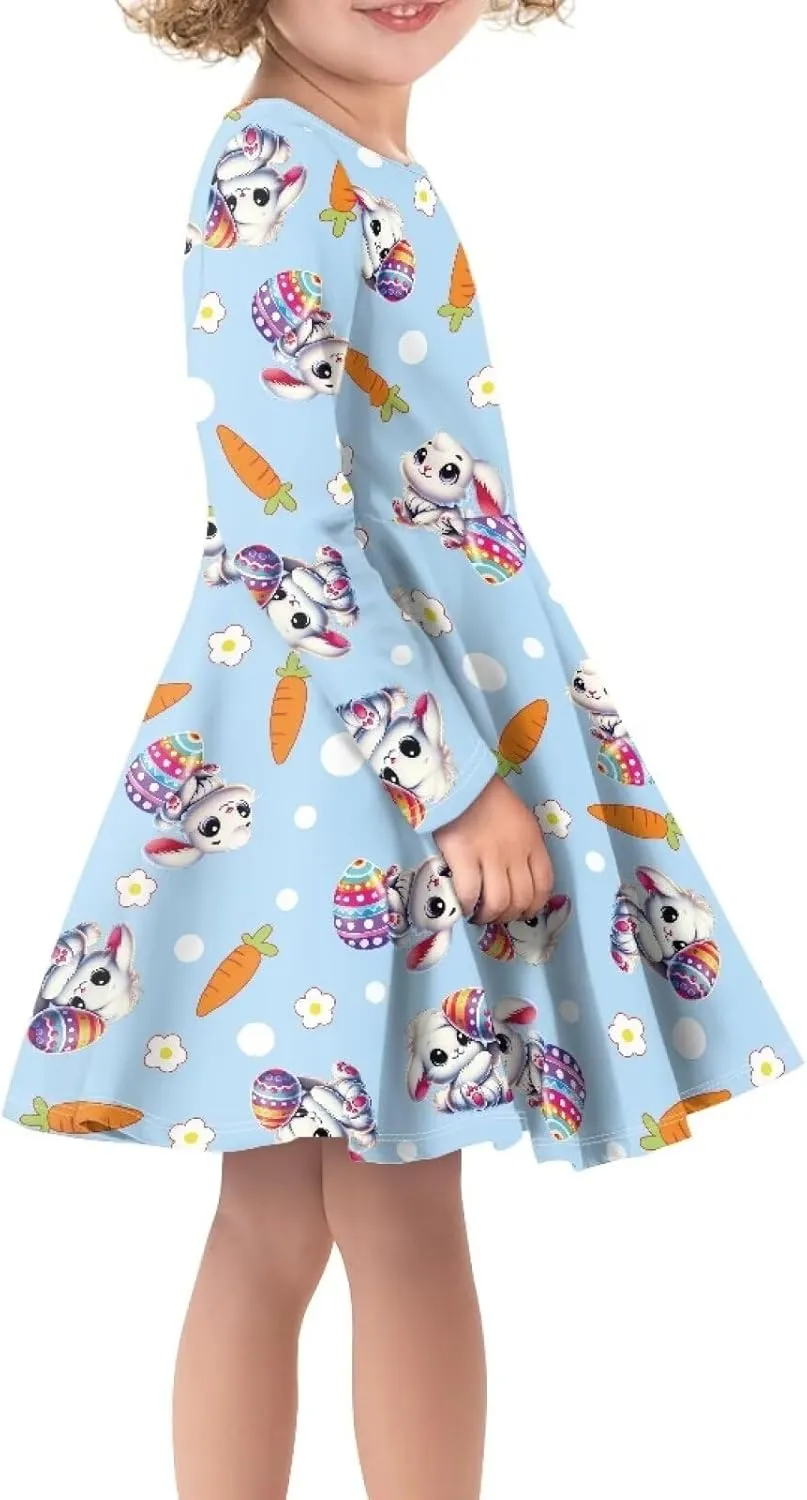 Girl Clothes Novelty Skater Dress for Kids 3-16 Years Toddler Girl Long Sleeve Dress Little Girls Fall Dresses