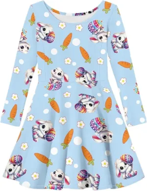 Girl Clothes Novelty Skater Dress for Kids 3-16 Years Toddler Girl Long Sleeve Dress Little Girls Fall Dresses