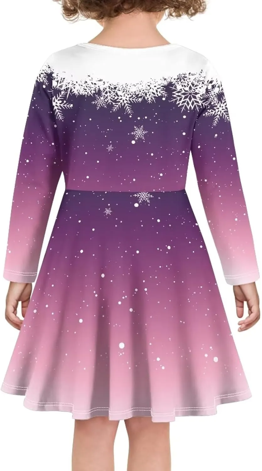 Girl Clothes Novelty Skater Dress for Kids 3-16 Years Toddler Girl Long Sleeve Dress Little Girls Fall Dresses