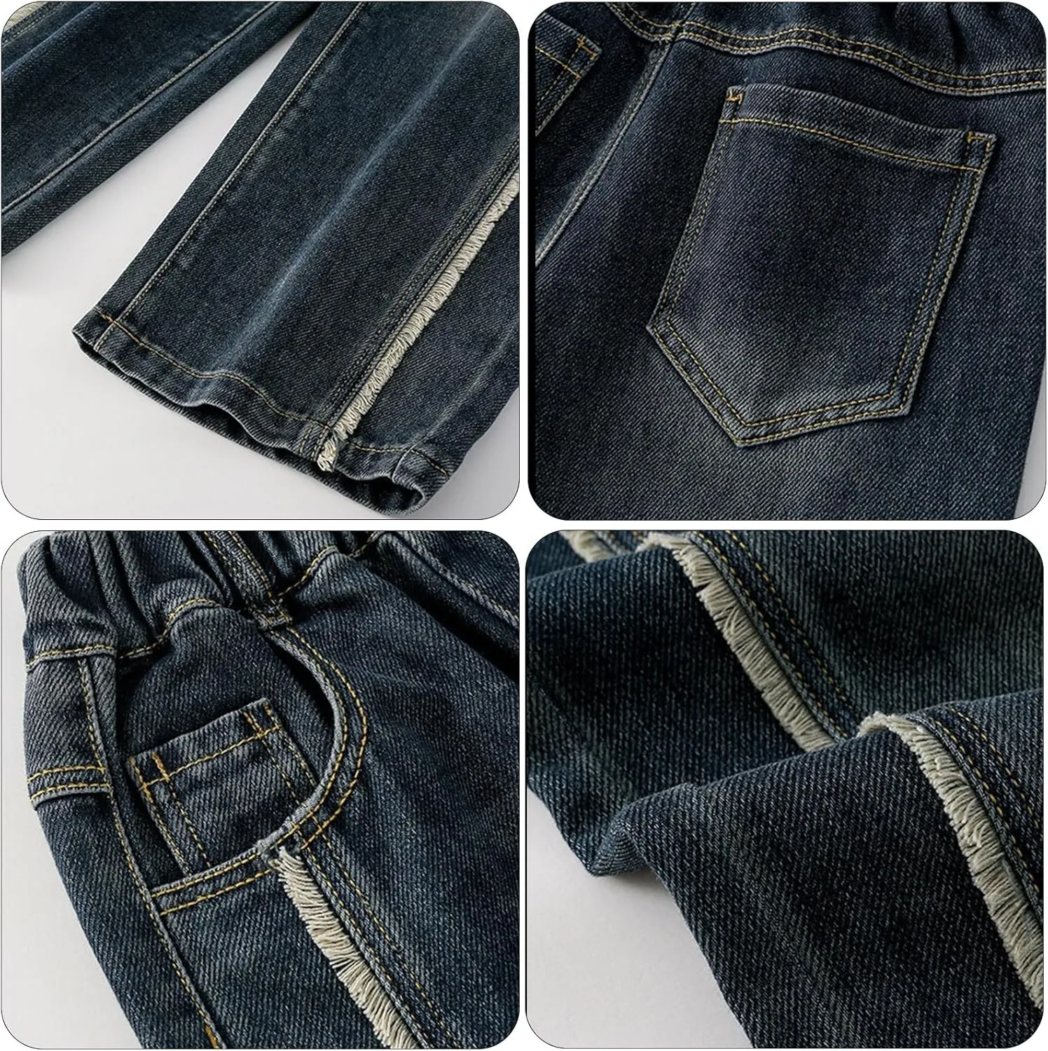 Girls Jeans Streetwear Denim Cargo Pants High Waist Floor Length Baggy Wide Leg Jeans Size 8 10 12 14 16