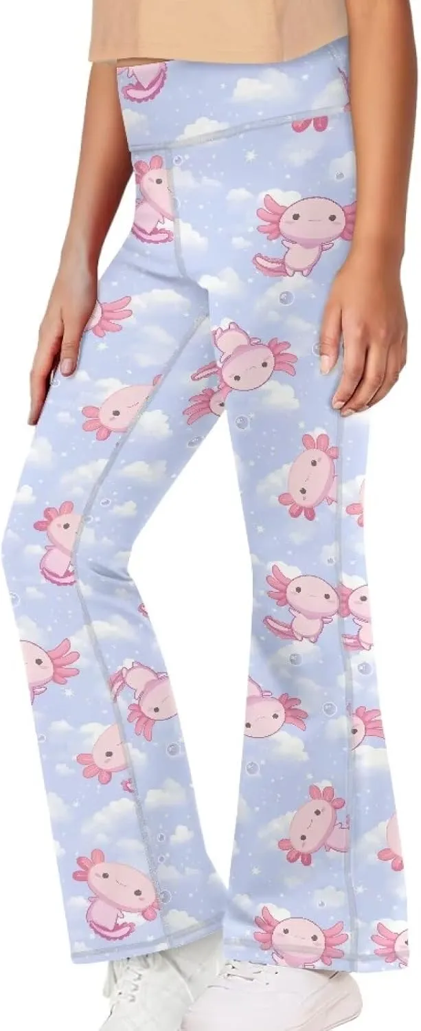 Girls Leggings Floral Print High-Waisted Flared Pants 5-14 Years