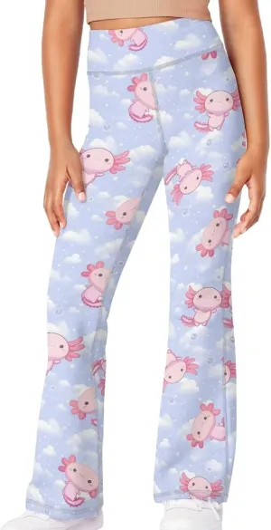 Girls Leggings Floral Print High-Waisted Flared Pants 5-14 Years