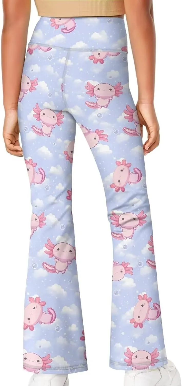 Girls Leggings Floral Print High-Waisted Flared Pants 5-14 Years
