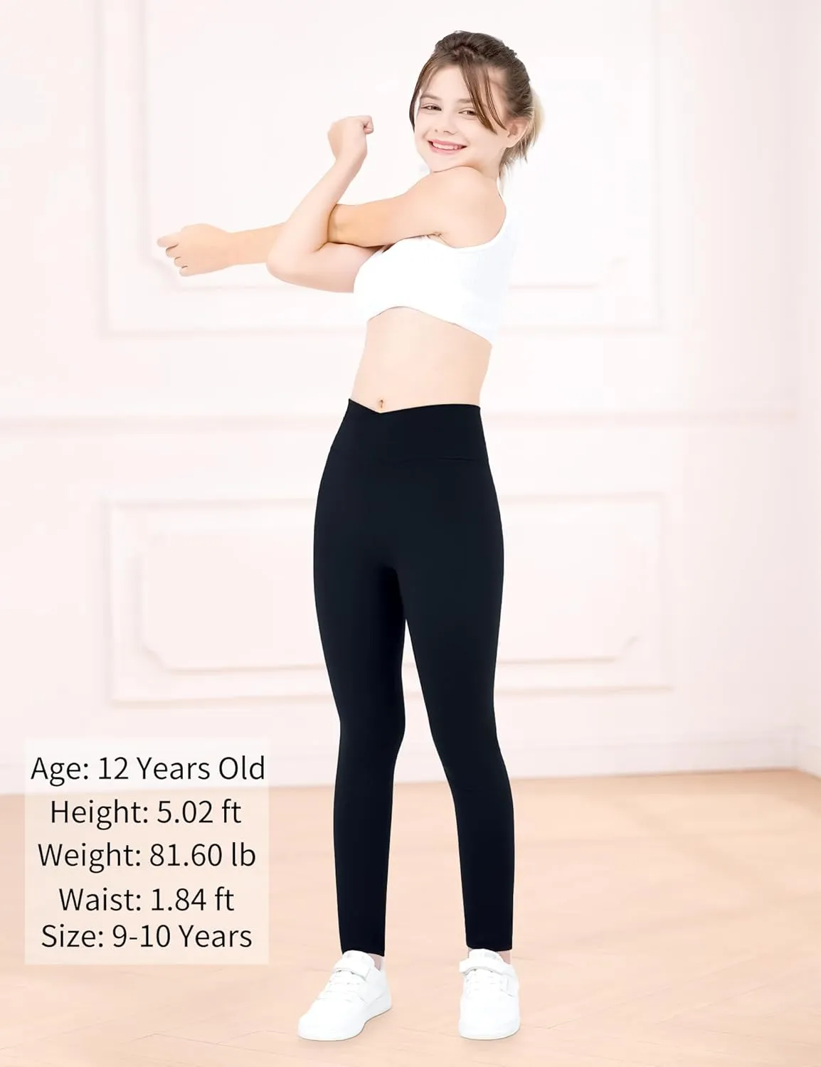 Girls Leggings V Cross Yoga Pants Stretch Soft Full Length High Waisted Trousers for Kids Teen Workout Running Dance