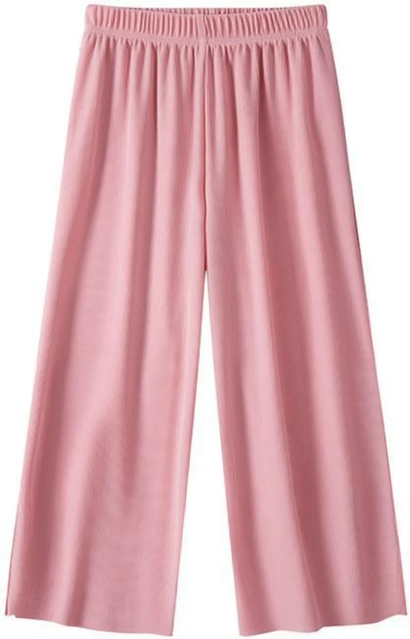 Girls Wide Leg Pants Flowy Stretchy Palazzo Pants Loose Lounge Thin Pants Straight Leg High Elastic Waist Trousers