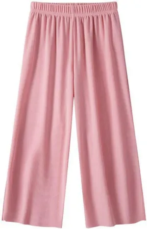 Girls Wide Leg Pants Flowy Stretchy Palazzo Pants Loose Lounge Thin Pants Straight Leg High Elastic Waist Trousers