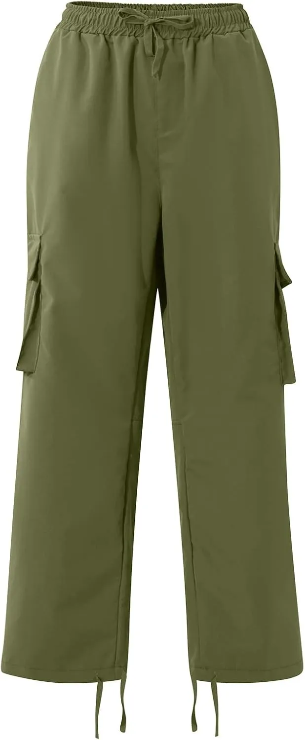 GOFULY Cargo Pants for Men Baggy Elastic Waist Drawstring Pants Pockets Pants Stretch Casual Fall Winter Joggers Trousers
