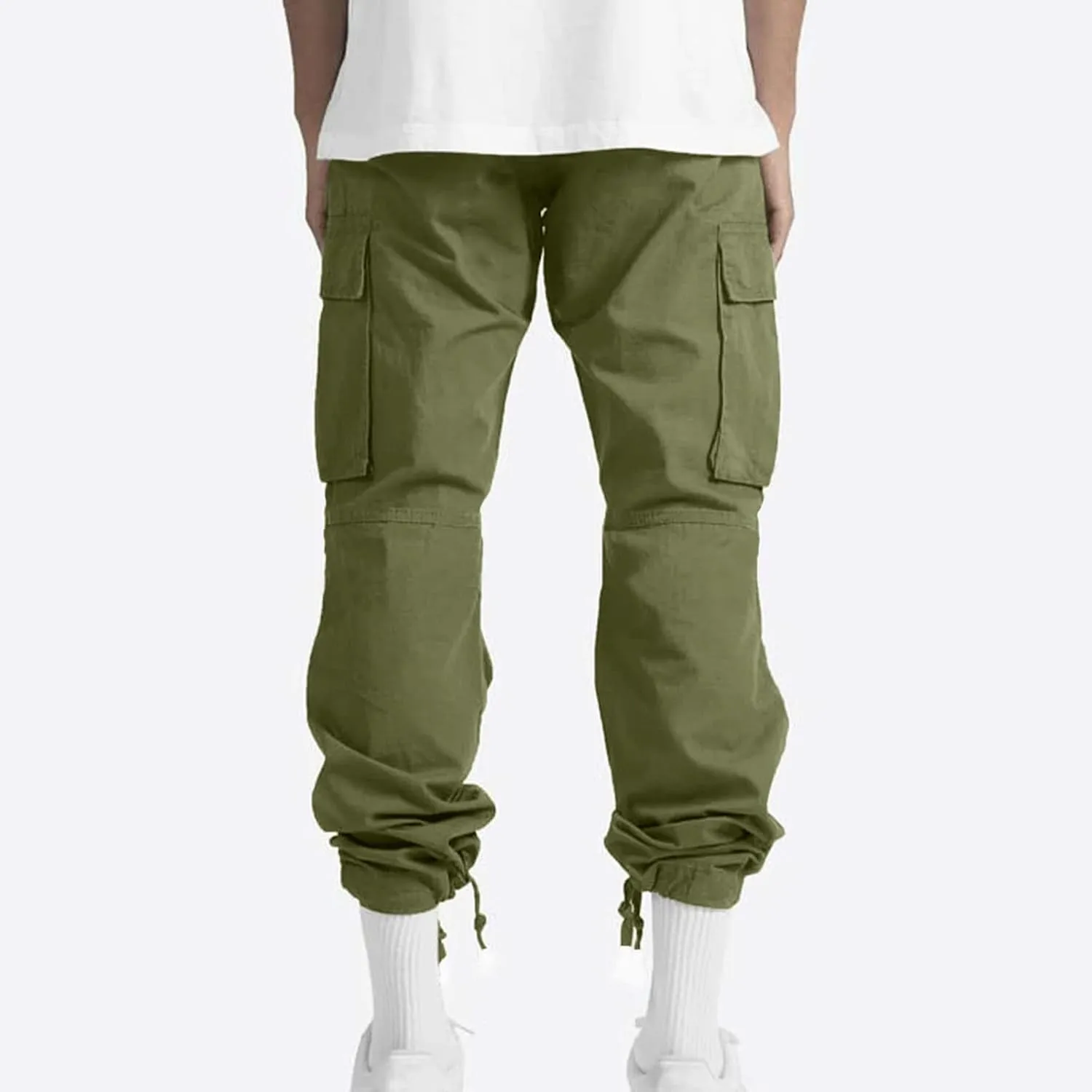 GOFULY Cargo Pants for Men Casual Drawstring Elastic Waist Baggy Sweatpants with Pocket Work Pants Athletic Joggers Trouser