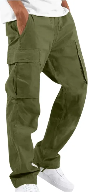 GOFULY Cargo Pants for Men Casual Drawstring Elastic Waist Baggy Sweatpants with Pocket Work Pants Athletic Joggers Trouser