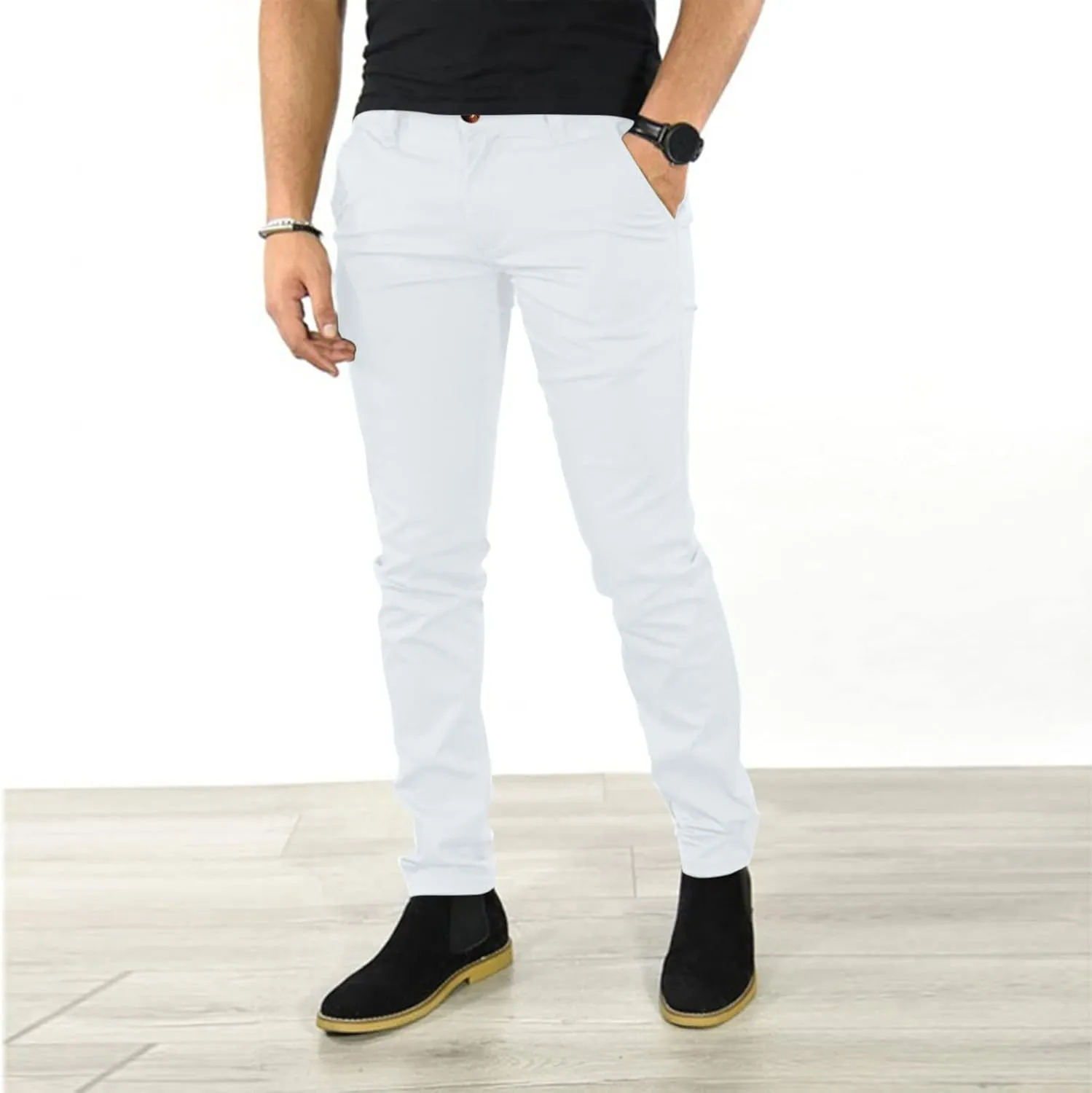 GOKKILRW Mens Fashion Slim Fit Dress Pants Casual Business Office Work Suit Pants Comfort Flat Front Stretch Chino Golf Pants