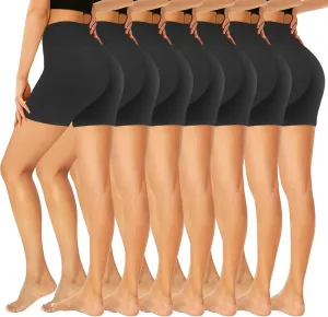 GROTEEN 7 Pack High Waisted 5''/8'' Biker Shorts for Women - Buttery Soft Black Workout Yoga Running Spandex Yoga Shorts