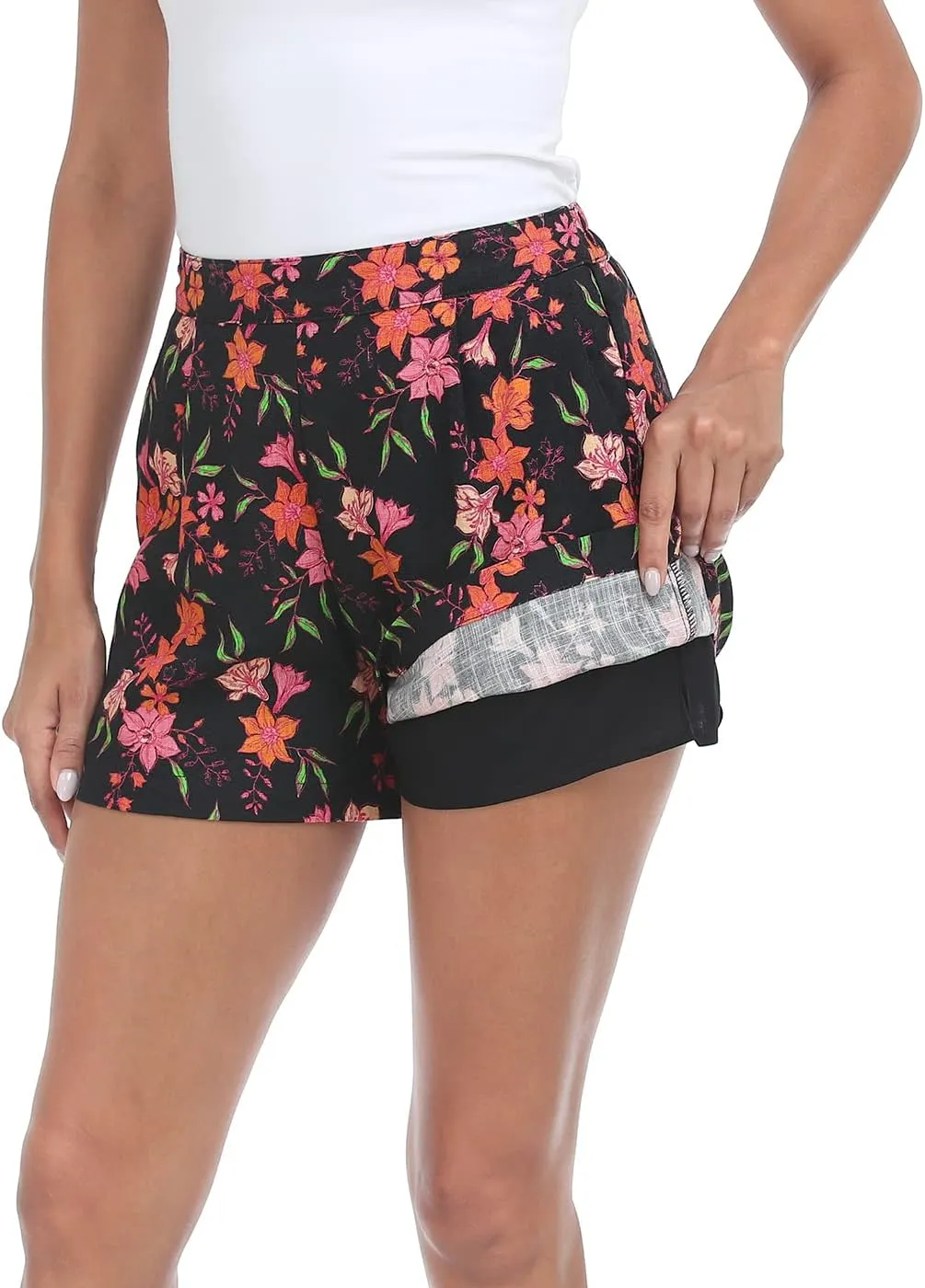 HDE High Waisted Linen Blend Pull On Dressy Summer Shorts for Women with Pockets