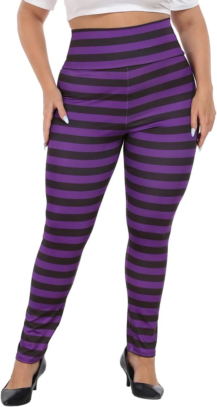 HDE Womens Plus Size Graphic Legging High Waist Stretch Halloween Costume Tights