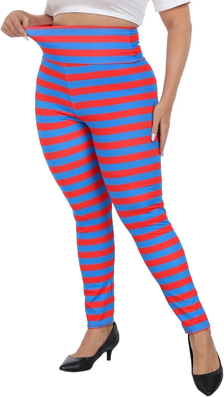 HDE Womens Plus Size Graphic Legging High Waist Stretch Halloween Costume Tights