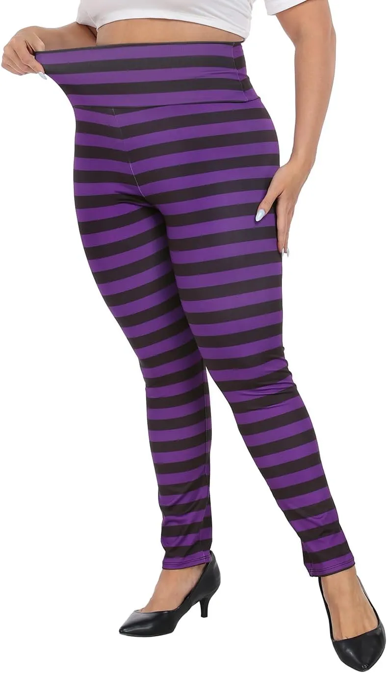 HDE Womens Plus Size Graphic Legging High Waist Stretch Halloween Costume Tights