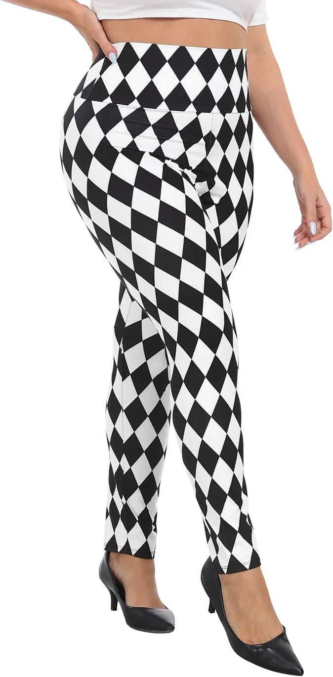 HDE Womens Plus Size Graphic Legging High Waist Stretch Halloween Costume Tights