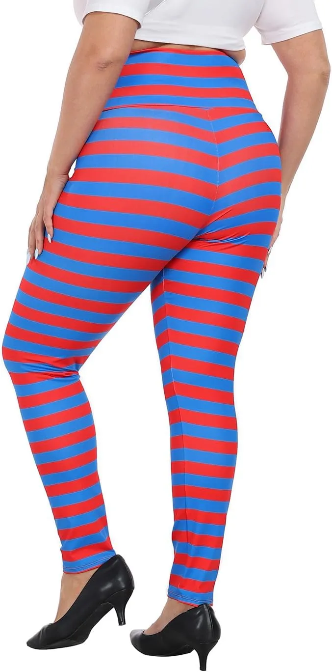 HDE Womens Plus Size Graphic Legging High Waist Stretch Halloween Costume Tights