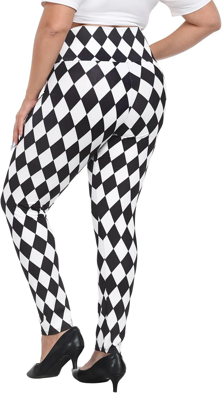 HDE Womens Plus Size Graphic Legging High Waist Stretch Halloween Costume Tights