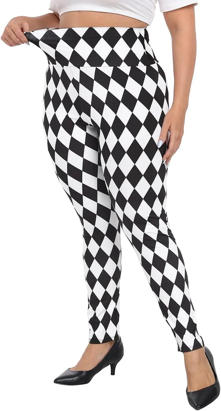 HDE Womens Plus Size Graphic Legging High Waist Stretch Halloween Costume Tights