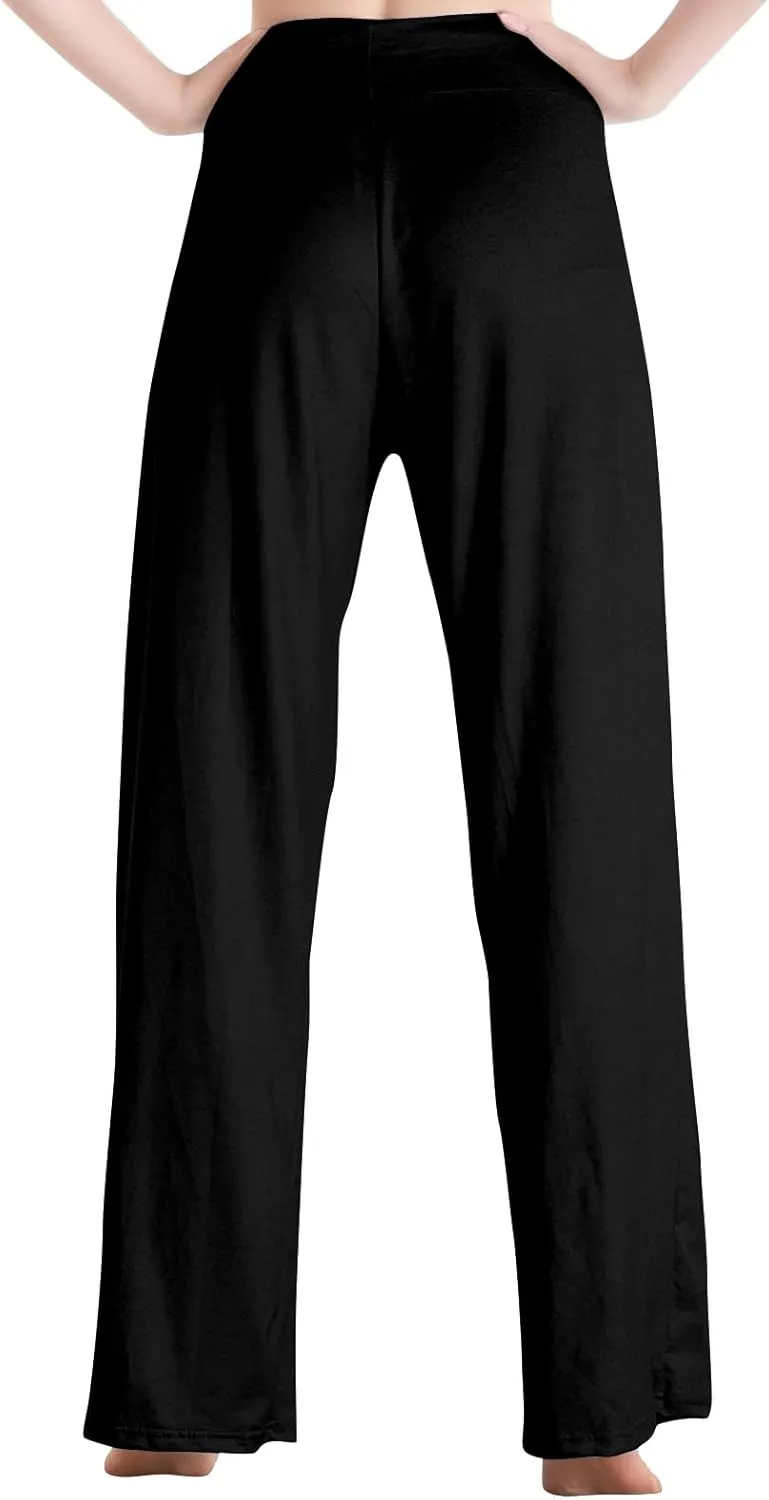 High Waist Wide Leg Sweatpants Women - Stretchy Athletic Adjustable Drawstring Loose Fit Lounge Pants with Pockets