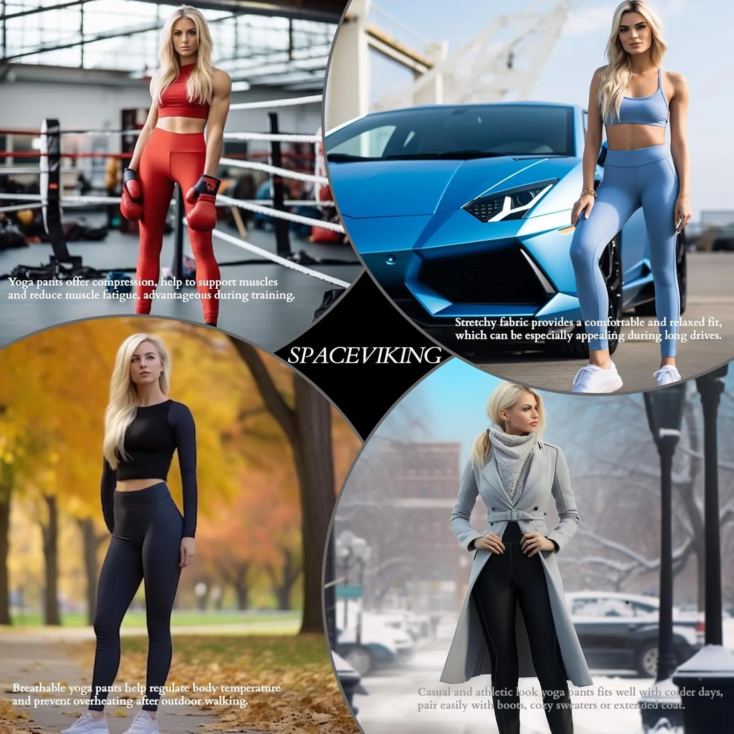 High Waisted Yoga Pants with Pockets, Tummy Control Workout Athletic Yoga Leggings for Women
