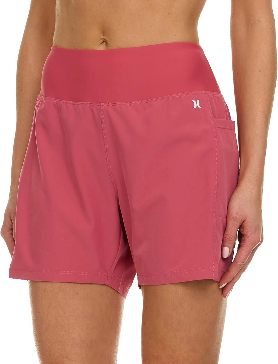 Hurley 5"/7" High Waisted Swim Shorts Women, Board Shorts with Pockets & Inner Liner, Quick Dry Swim Trunk, UPF 50 
