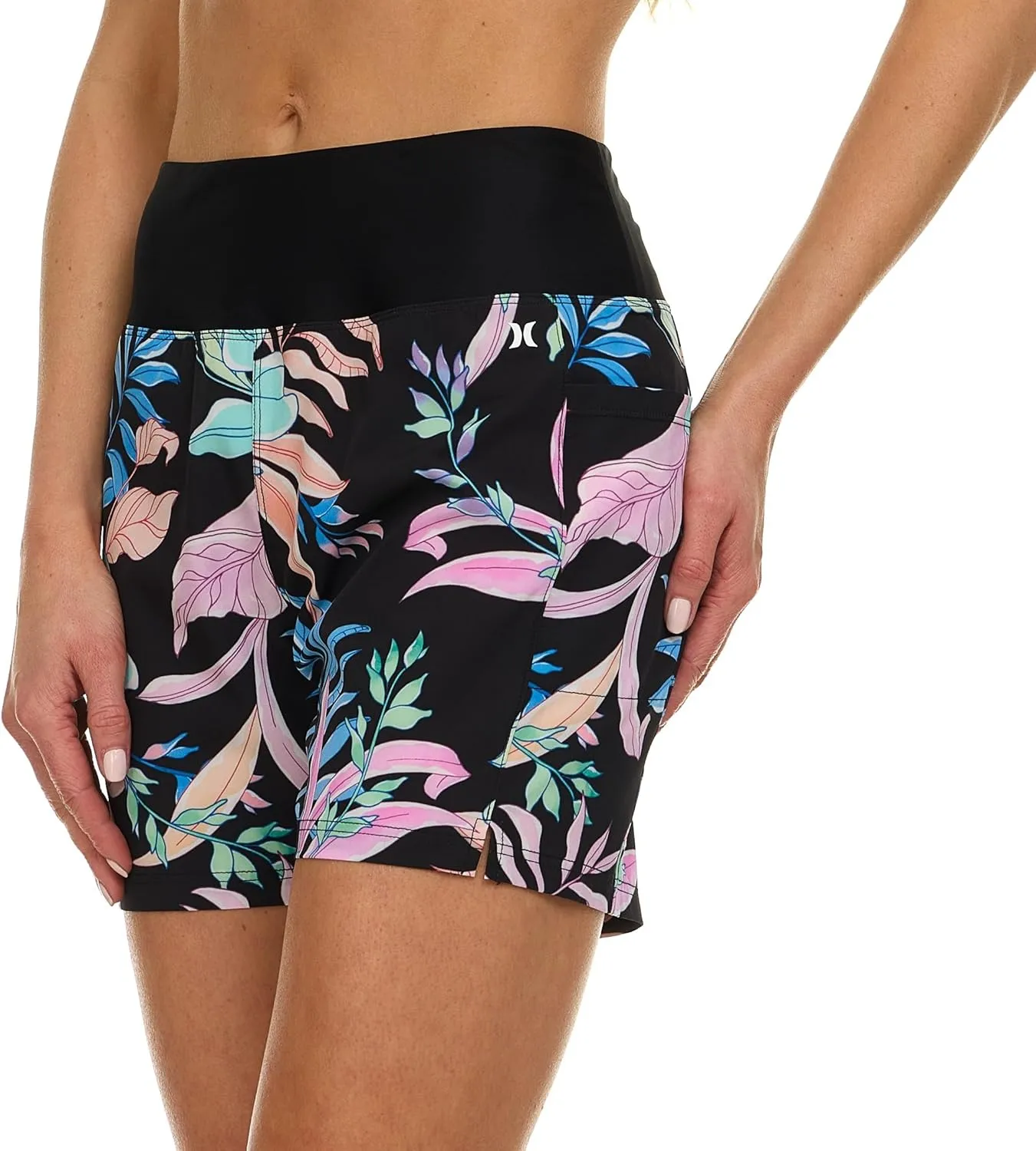 Hurley 5"/7" High Waisted Swim Shorts Women, Board Shorts with Pockets & Inner Liner, Quick Dry Swim Trunk, UPF 50 