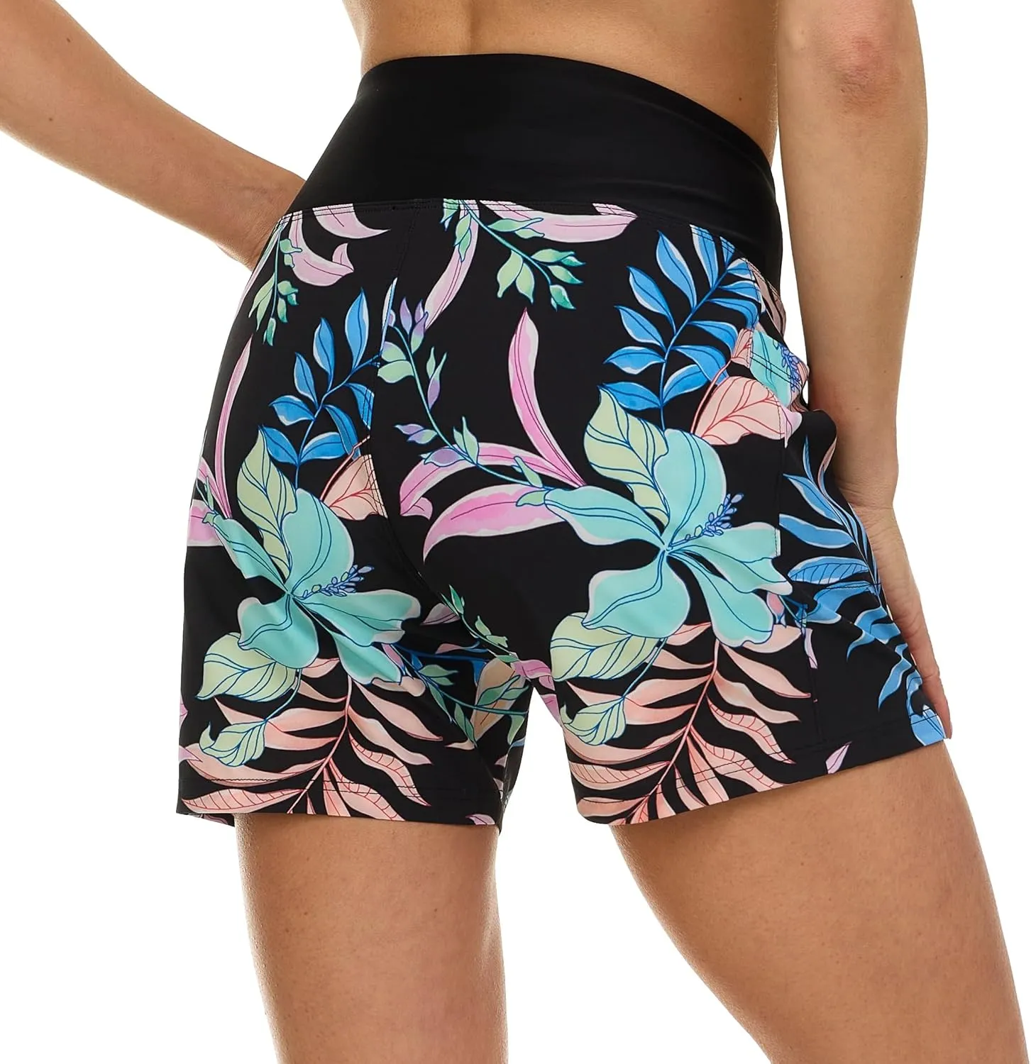 Hurley 5"/7" High Waisted Swim Shorts Women, Board Shorts with Pockets & Inner Liner, Quick Dry Swim Trunk, UPF 50 