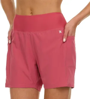 Hurley 5"/7" High Waisted Swim Shorts Women, Board Shorts with Pockets & Inner Liner, Quick Dry Swim Trunk, UPF 50 
