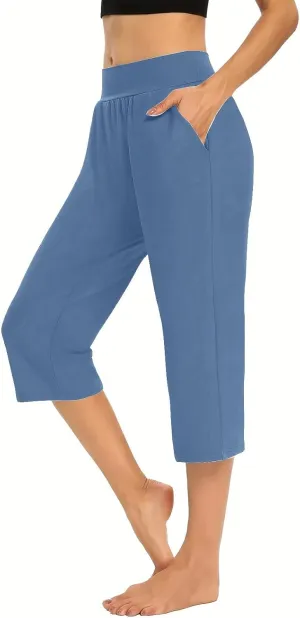 Hvyesh Capri Pants for Women Summer Business Casual Pull On Womens Capris with Pockets