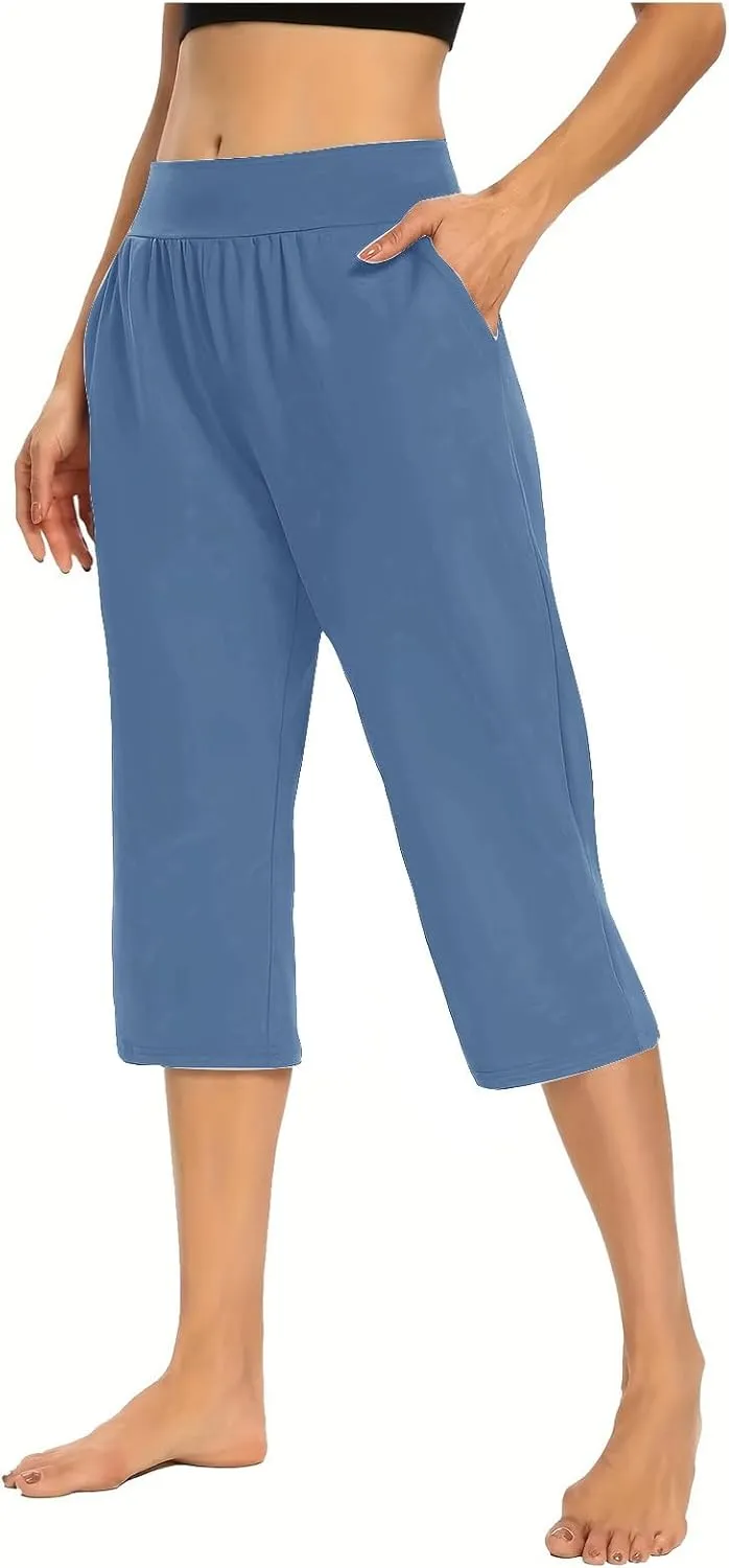 Hvyesh Capri Pants for Women Summer Business Casual Pull On Womens Capris with Pockets