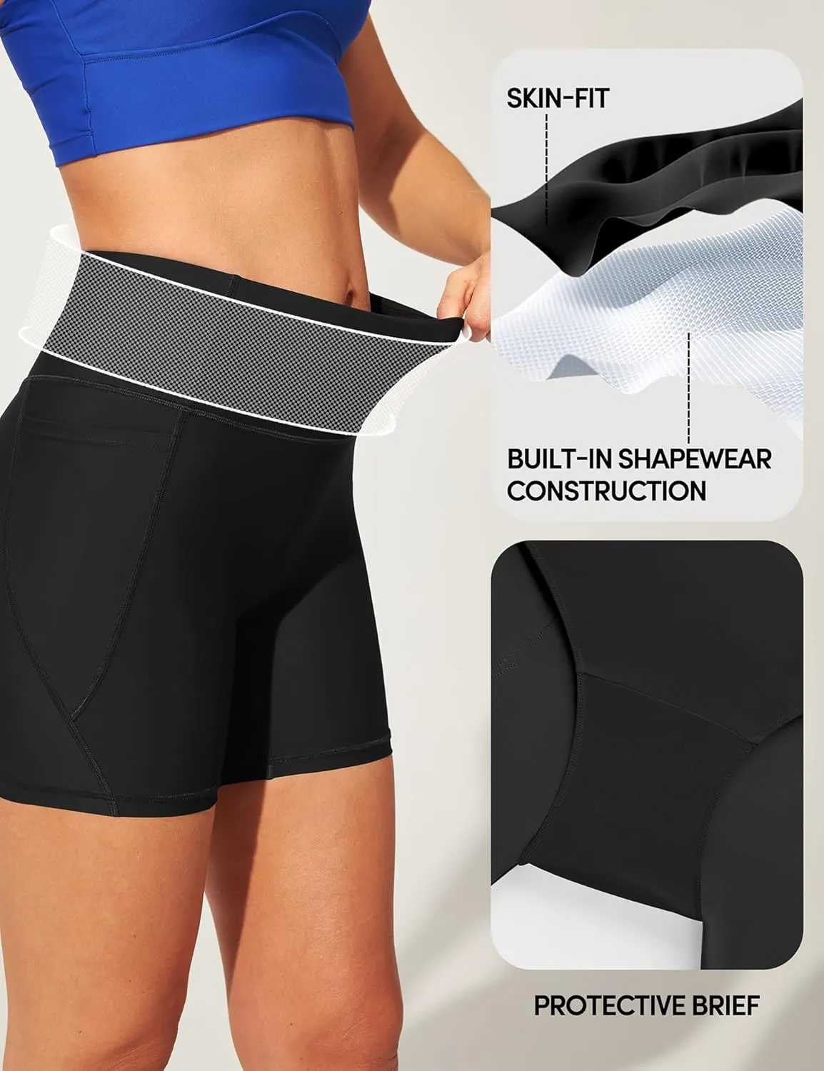IUGA Womens Swim Shorts Tummy Control Swim Board Shorts UPF 50  Quick Dry Swimsuits Bottoms for Women with Pockets
