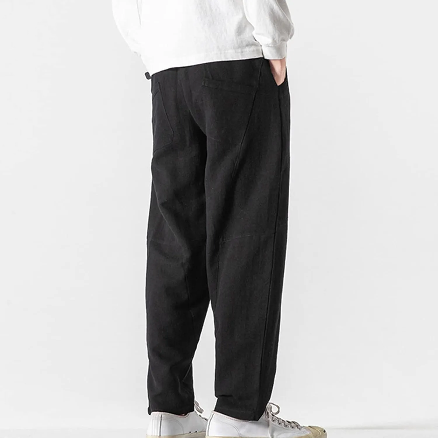 JEShifangjiusu Men's Comfort Stretch Cotton Chino Pants Loose Fit Casual Trousers Lightweight Elastic Waist Summer Beach Pant