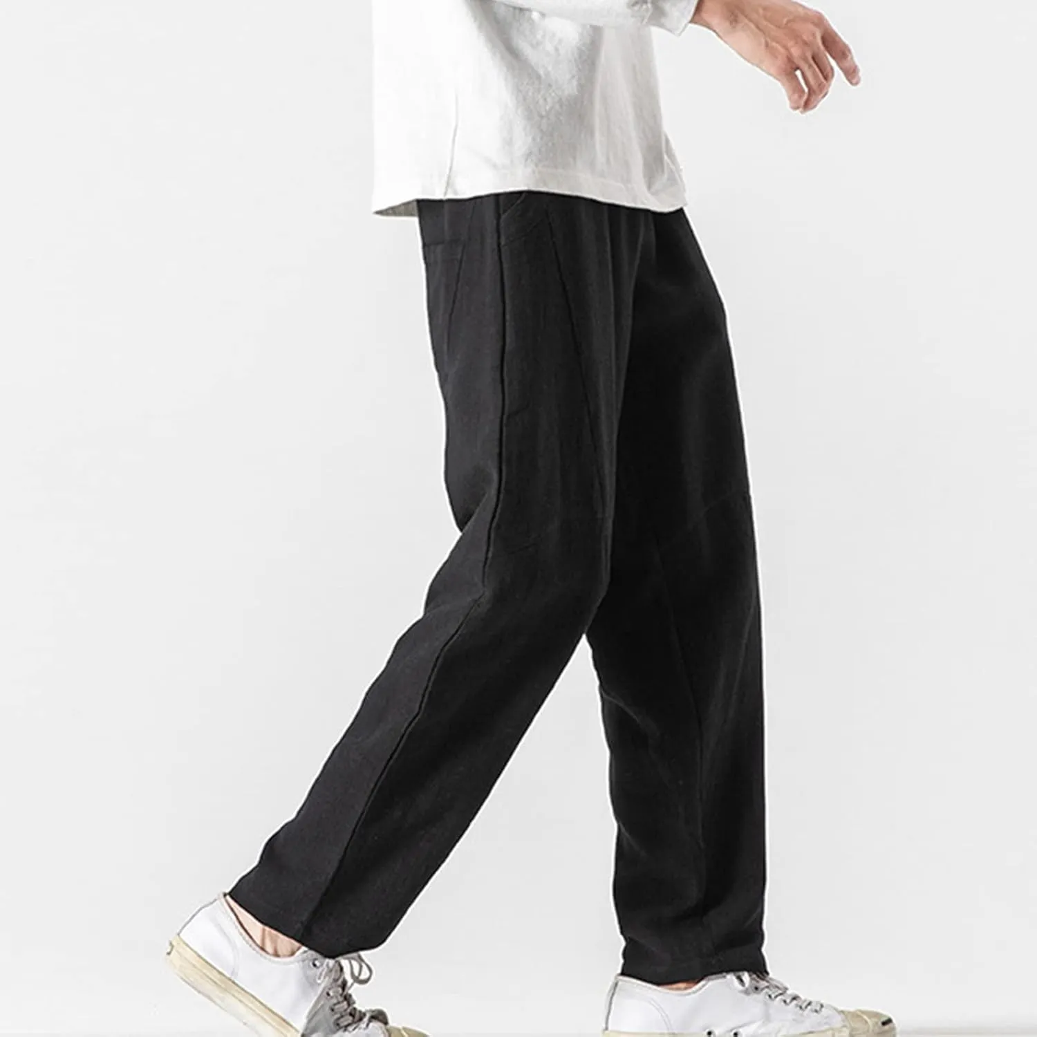 JEShifangjiusu Men's Comfort Stretch Cotton Chino Pants Loose Fit Casual Trousers Lightweight Elastic Waist Summer Beach Pant