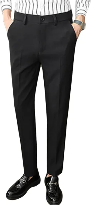 JEShifangjiusu Men's Skinny Stretchy Khaki Pants Slim Fit Slacks Tapered Trousers Wrinkle-Free Comfort Dress Chino Pant (31,Black), Black, 31