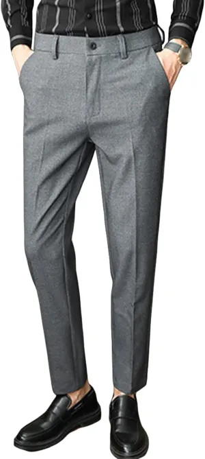 JEShifangjiusu Men's Skinny Stretchy Khaki Pants Slim Fit Slacks Tapered Trousers Wrinkle-Free Comfort Dress Chino Pant, Dark Grey, 30